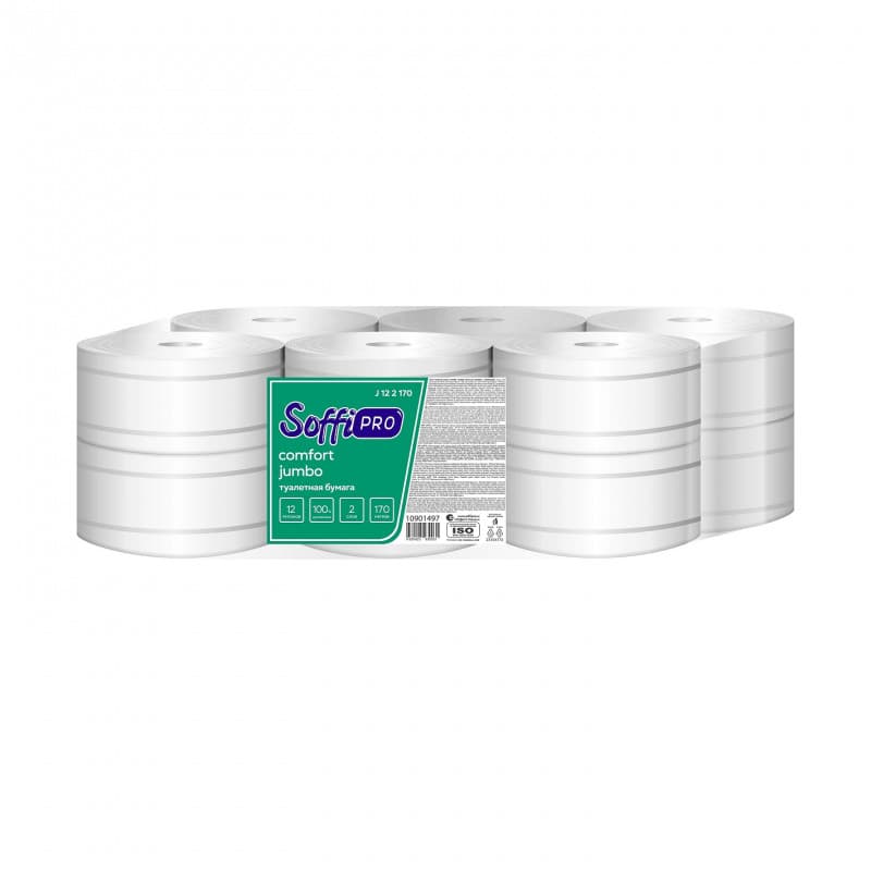 Туалетная бумага SoffiPRO Comfort, 2 сл., 170 м., 12 рул.